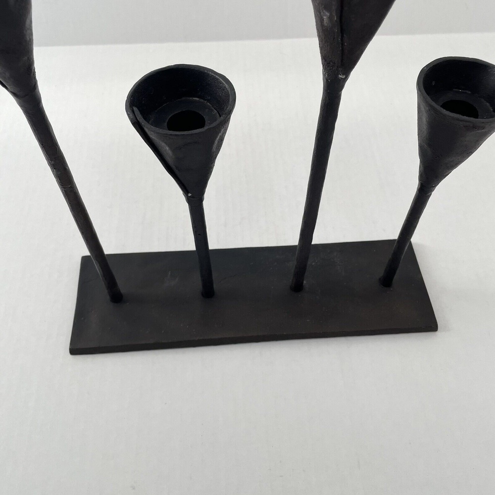 Pottery Barn Rustic Petaluma Brutalist Hammered Iron Multi Taper Candle Holder - Picture 7 of 9